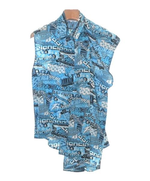 Balenciaga Casual Shirt Silk Black Blue White