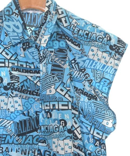 Balenciaga Casual Shirt Silk Black Blue White