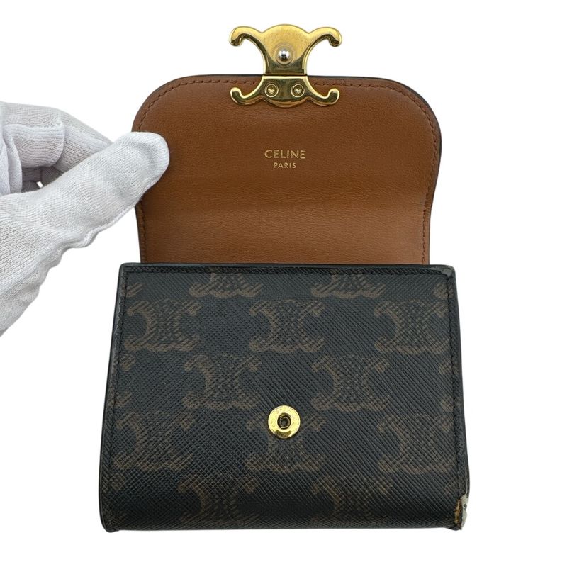 Celine Trifold Wallet Leather Brown