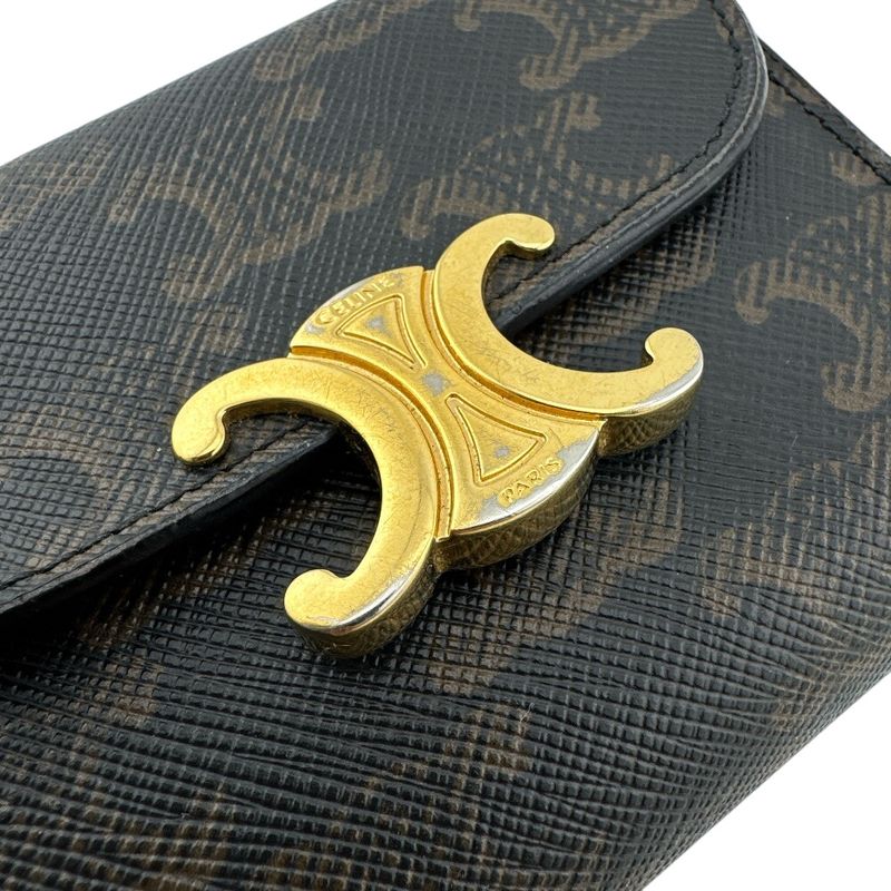 Celine Trifold Wallet Leather Brown