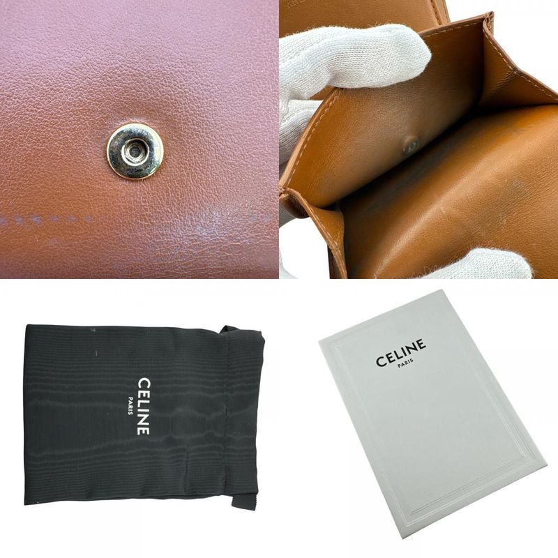 Celine Trifold Wallet Leather Brown