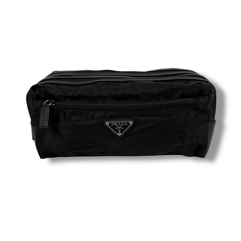 Prada Triangle Logo Clutch Multi Pouch Saffiano Leather Tessuto