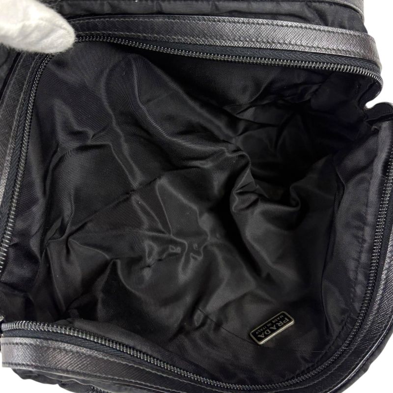 Prada Triangle Logo Clutch Multi Pouch Saffiano Leather Tessuto