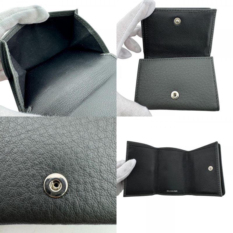 Balenciaga Compact Wallet Everyday Trifold Dark Graywhite Black