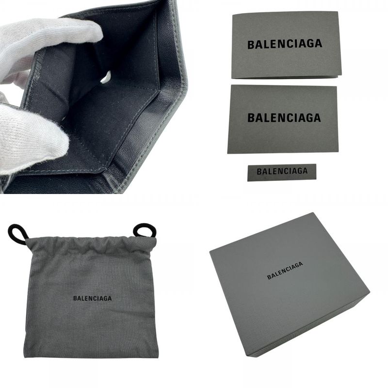 Balenciaga Compact Wallet Everyday Trifold Dark Graywhite Black