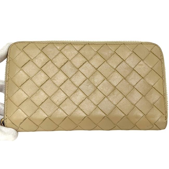 Bottega Veneta Zip Around Wallet Beige