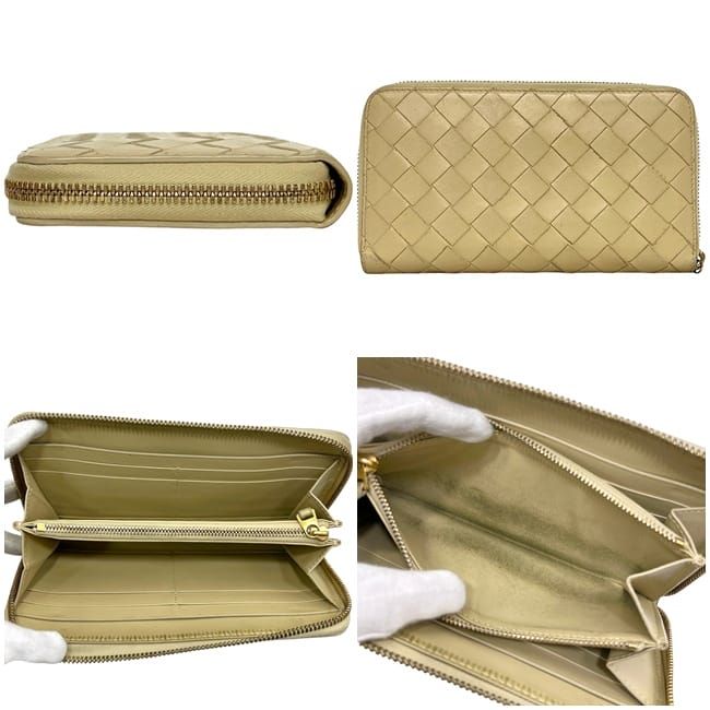 Bottega Veneta Zip Around Wallet Beige