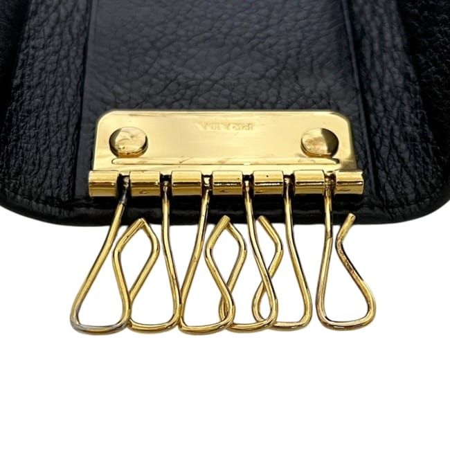 Prada 6 Key Case Black Nero Leather Key Holder