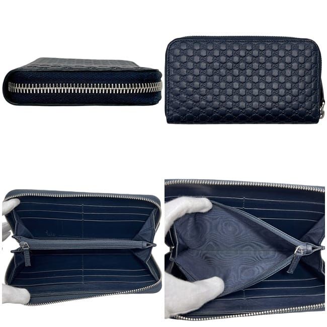 Gucci Zip Around Wallet Navy Micro