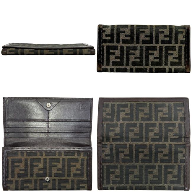 Fendi Bifold Wallet Khaki Green Brown Zucca