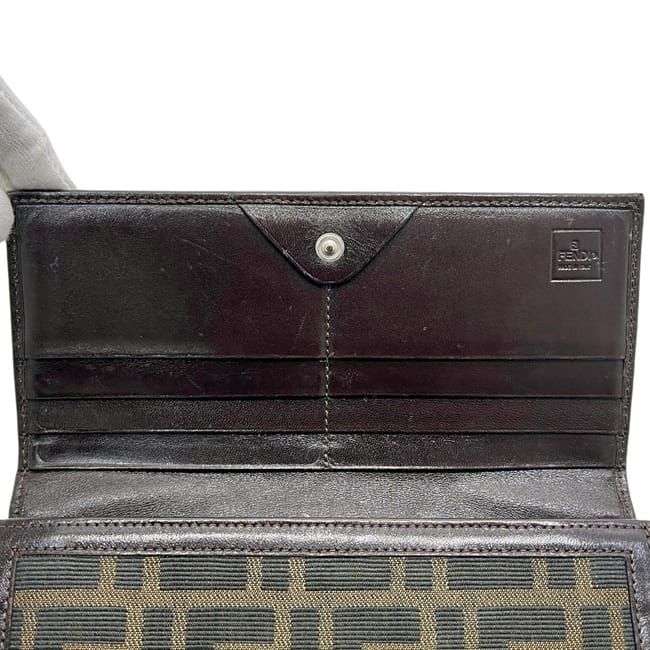 Fendi Bifold Wallet Khaki Green Brown Zucca