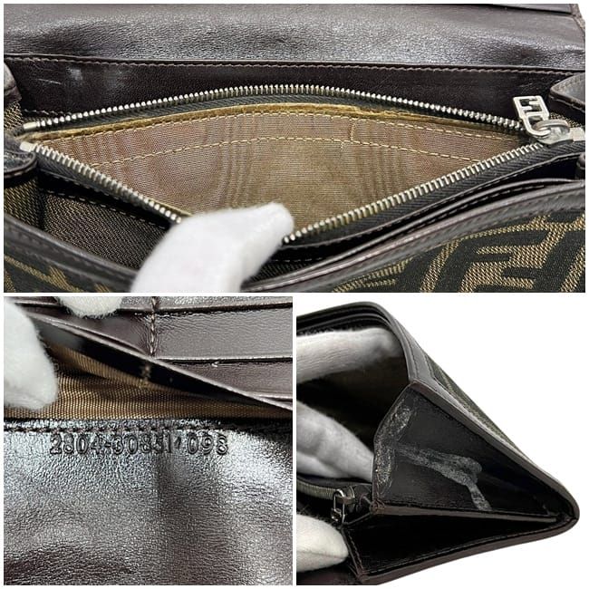 Fendi Bifold Wallet Khaki Green Brown Zucca