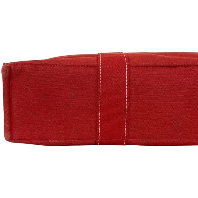 Hermes Tote Deauville MM Red Lightweight Cotton Canvas
