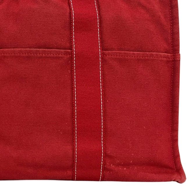 Hermes Tote Deauville MM Red Lightweight Cotton Canvas