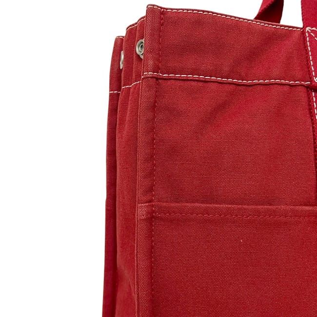 Hermes Tote Deauville MM Red Lightweight Cotton Canvas