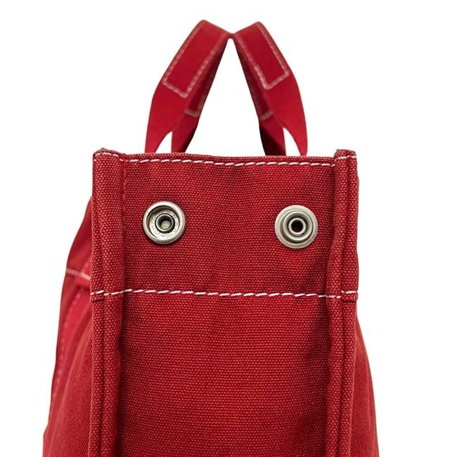 Hermes Tote Deauville MM Red Lightweight Cotton Canvas