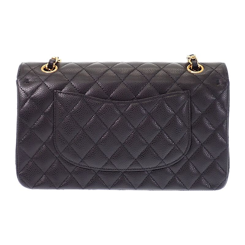 Chanel 11.12 Classic Shoulder Bag Caviar Leather Black Gold