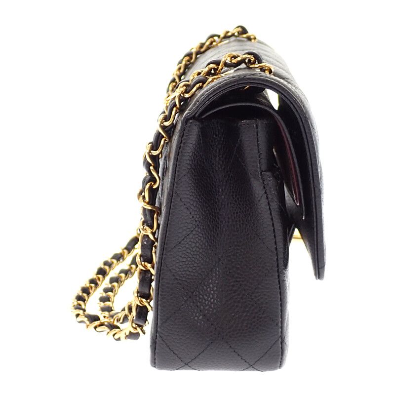 Chanel 11.12 Classic Shoulder Bag Caviar Leather Black Gold