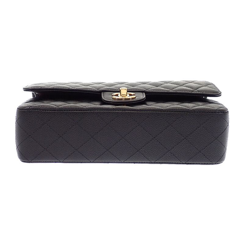 Chanel 11.12 Classic Shoulder Bag Caviar Leather Black Gold