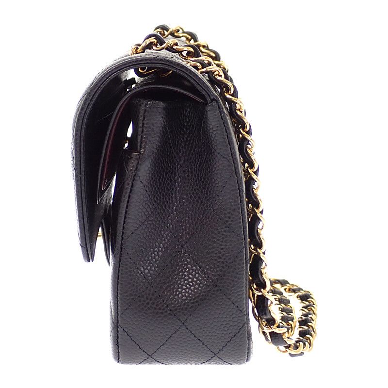 Chanel 11.12 Classic Shoulder Bag Caviar Leather Black Gold