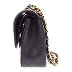 Chanel 11.12 Classic Shoulder Bag Caviar Leather Black Gold