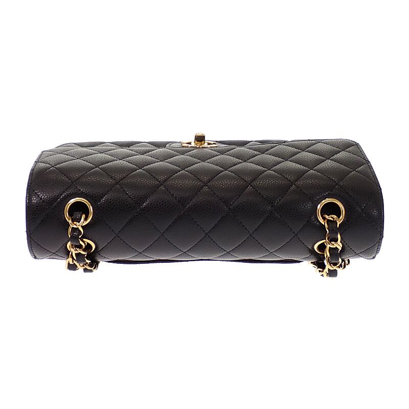Chanel 11.12 Classic Shoulder Bag Caviar Leather Black Gold