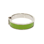Hermes Clic Clac PM Metal Silver Green Bangle Bracelet