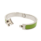 Hermes Clic Clac PM Metal Silver Green Bangle Bracelet