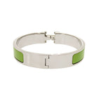 Hermes Clic Clac PM Metal Silver Green Bangle Bracelet