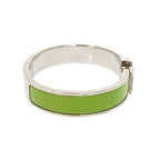 Hermes Clic Clac PM Metal Silver Green Bangle Bracelet