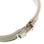 Hermes Clic Clac PM Metal Silver Green Bangle Bracelet