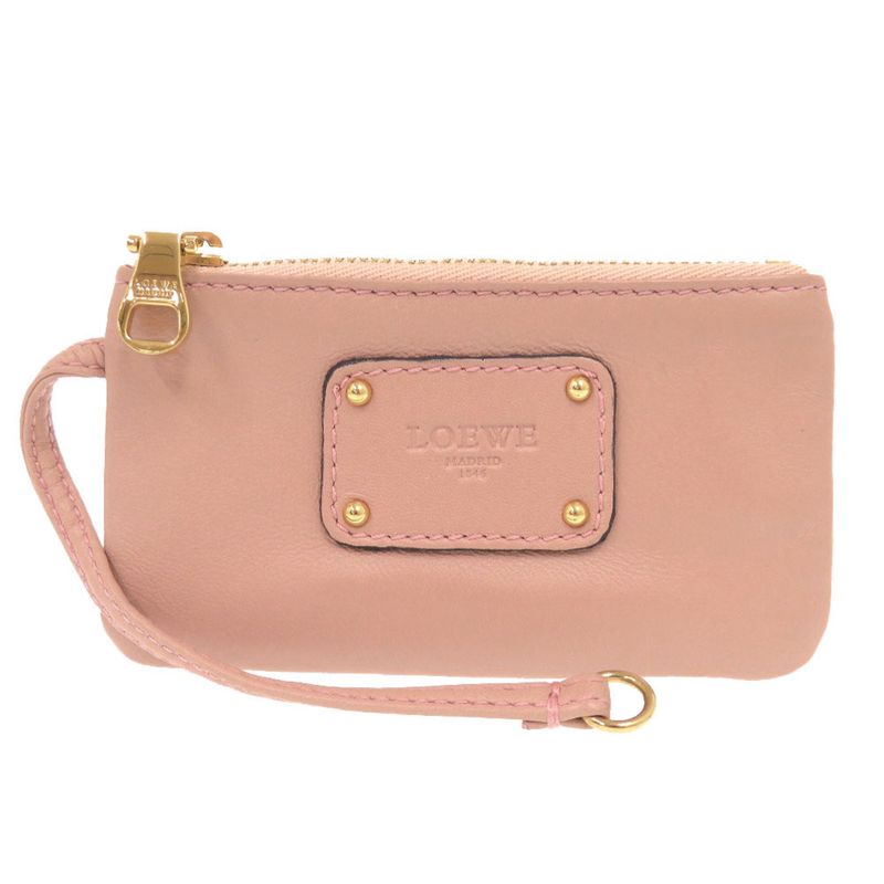Loewe Logo Leather Pink Coin Case