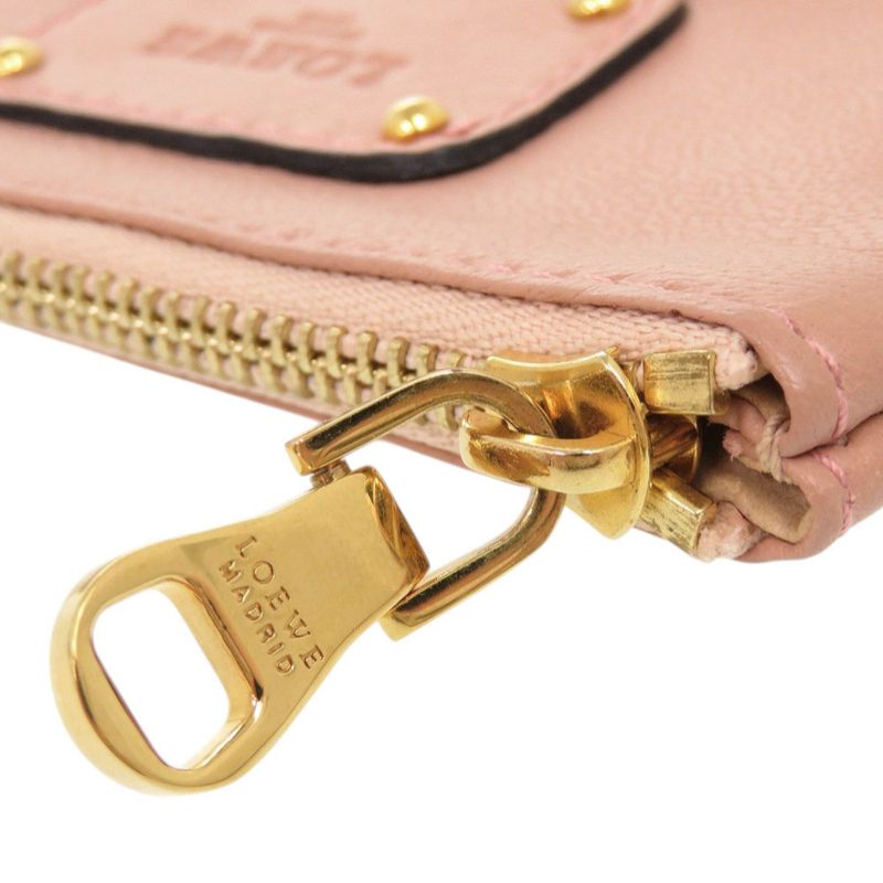 Loewe Logo Leather Pink Coin Case
