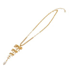 Chanel CC Logo Lion Metal Faux Pearl Gold Necklace