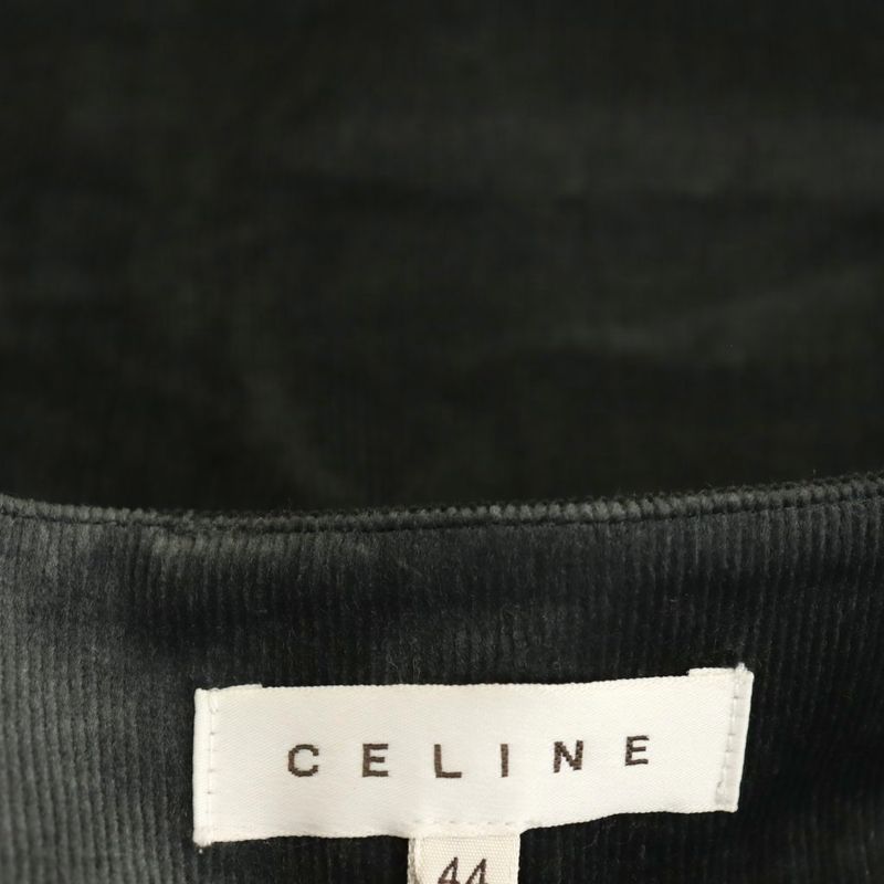 Celine Vintage Mini Skirt Trapezoid Corduroy 44 Chaco le Grey Hk