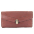 Bvlgari Serpenti Forever Wallet Bifold Logo Snake Leather Terracotta