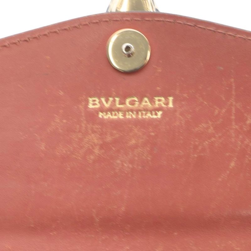 Bvlgari Serpenti Forever Wallet Bifold Logo Snake Leather Terracotta