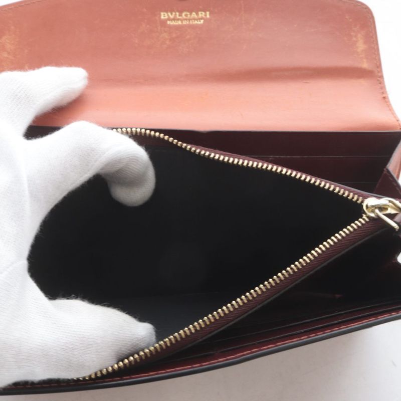 Bvlgari Serpenti Forever Wallet Bifold Logo Snake Leather Terracotta