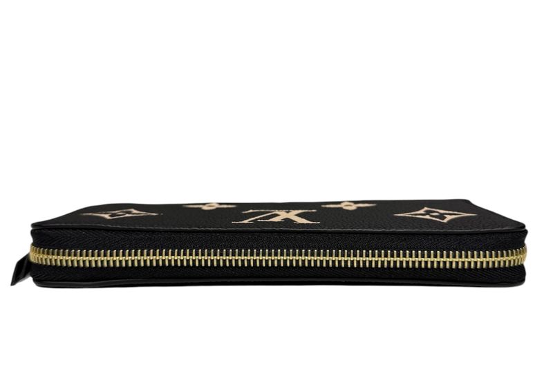 Louis Vuitton Bicolor Monogram Empreinte Portefeuille Clemence Noir Black Beige