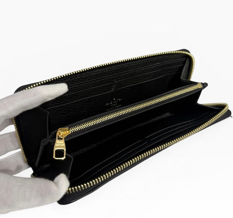Louis Vuitton Bicolor Monogram Empreinte Portefeuille Clemence Noir Black Beige