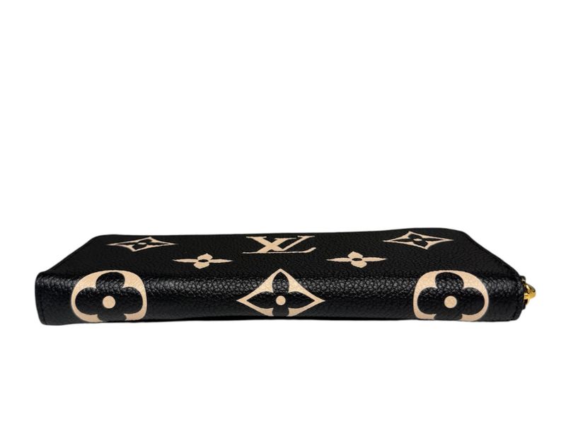 Louis Vuitton Bicolor Monogram Empreinte Portefeuille Clemence Noir Black Beige