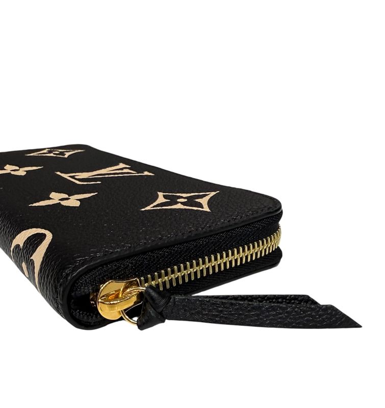 Louis Vuitton Bicolor Monogram Empreinte Portefeuille Clemence Noir Black Beige
