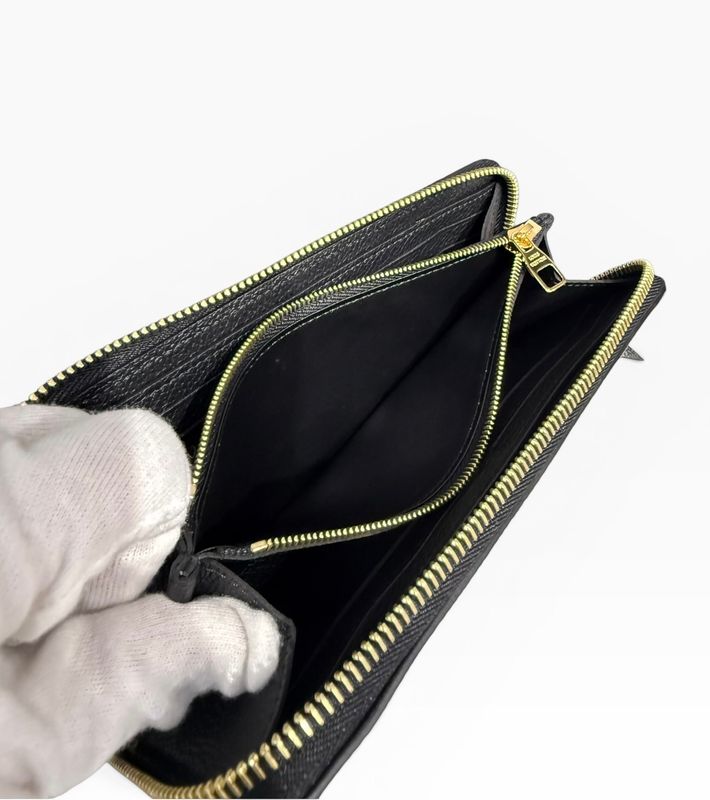 Louis Vuitton Bicolor Monogram Empreinte Portefeuille Clemence Noir Black Beige