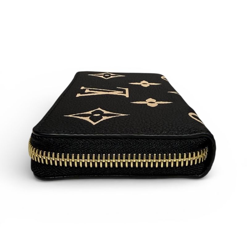 Louis Vuitton Bicolor Monogram Empreinte Portefeuille Clemence Noir Black Beige