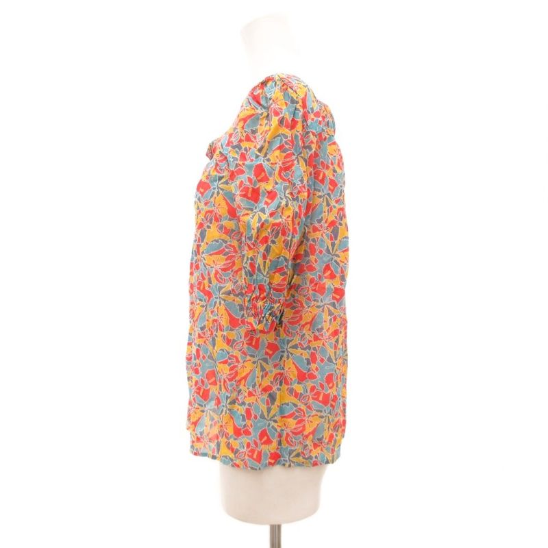 Celine Paris Blouse Top Flower Red Yellow Blue Yellow