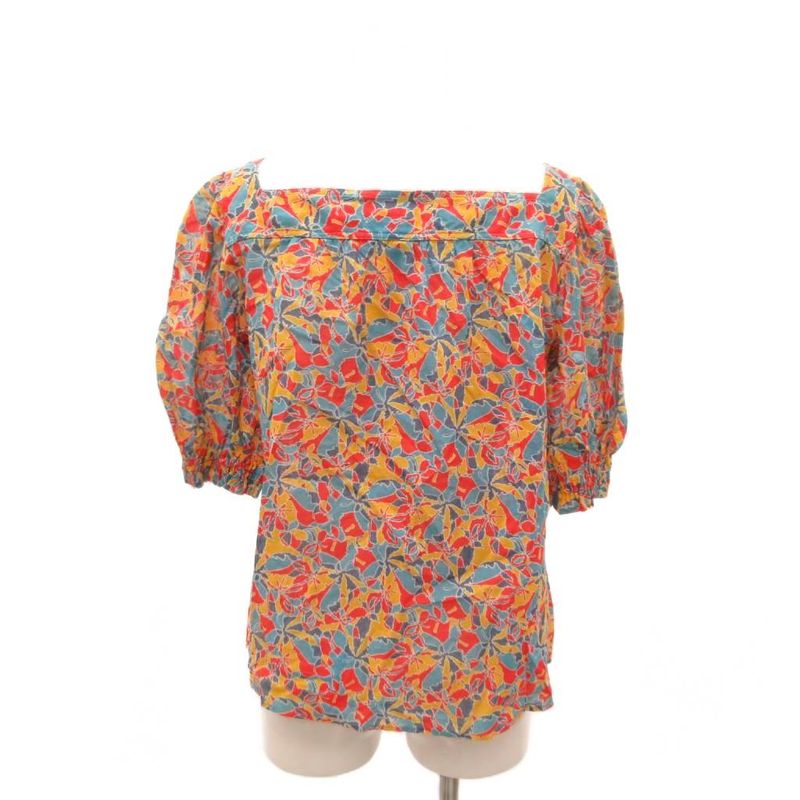 Celine Paris Blouse Top Flower Red Yellow Blue Yellow