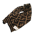 Fendi Scarf Shawl Zucca Pattern Bicolor Black Brown Ff