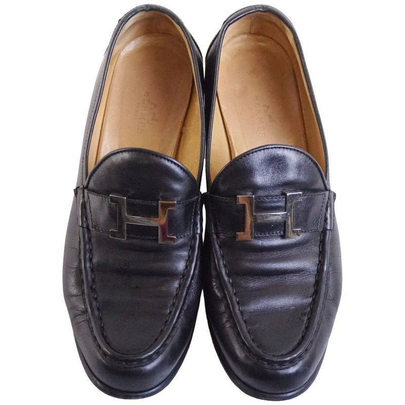 Hermes Loafers Moccasins Constance Logo Leather Shoes