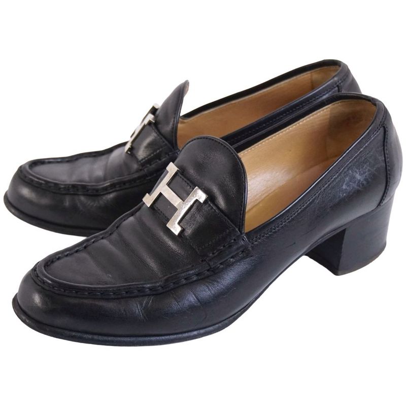Hermes Loafers Moccasins Constance Logo Leather Shoes