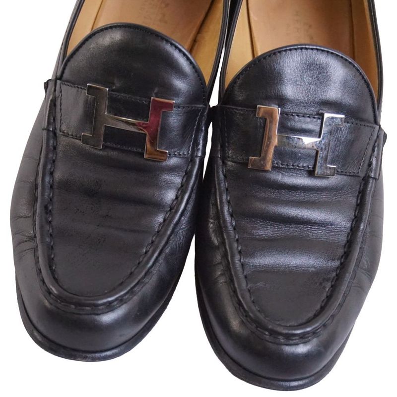 Hermes Loafers Moccasins Constance Logo Leather Shoes